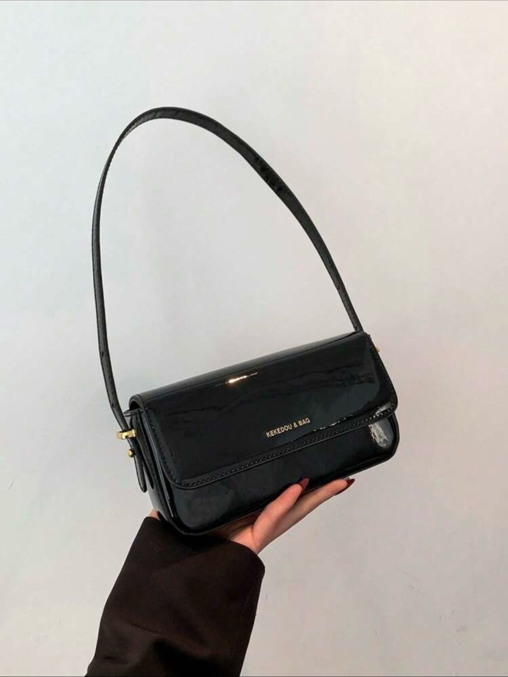 Black Patent Shoulder Bag